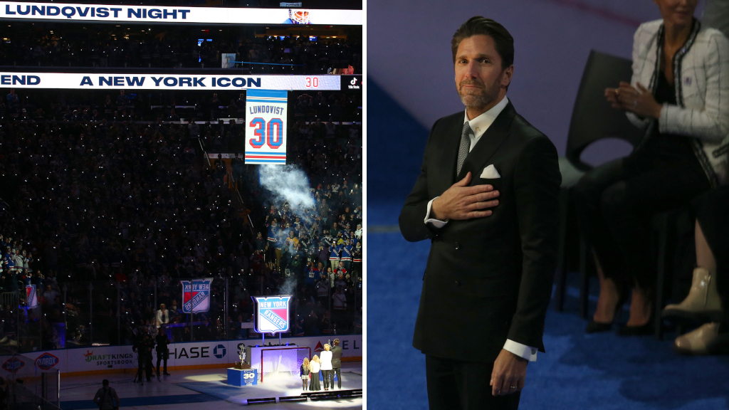 Henrik Lundqvist hyllades inf&ouml;r fullsatt Madison Square Garden