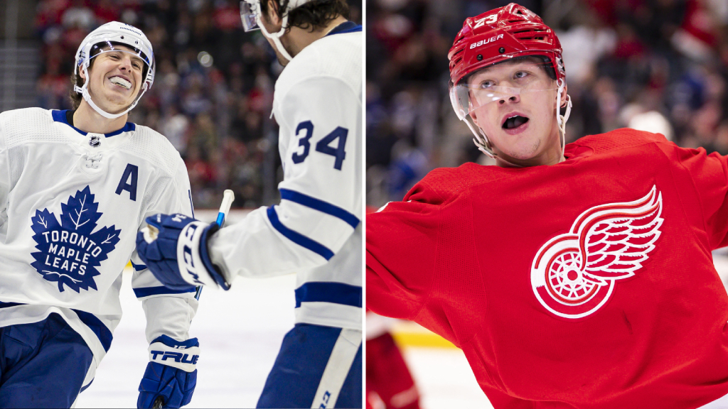 17 m&aring;l mellan Toronto Maple Leafs och Detroit Red Wings