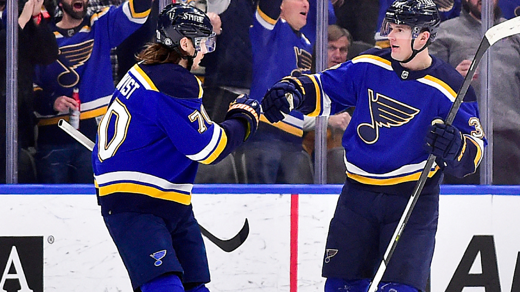 Oskar Sundqvist med tv&aring; po&auml;ng i St. Louis Blues kross