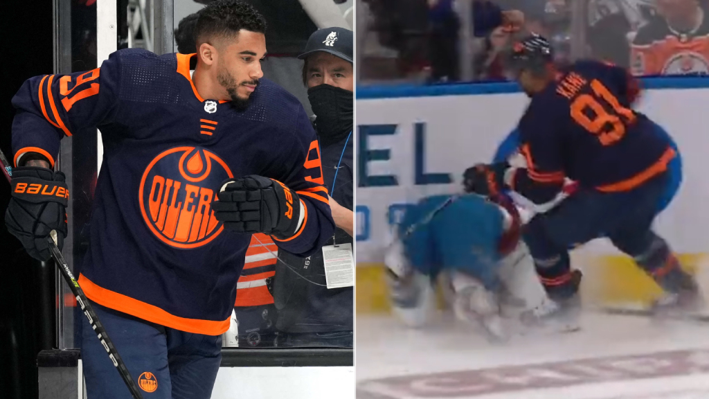 Evander Kane st&auml;ngs av en match efter tacklingen p&aring; Nazem Kadri