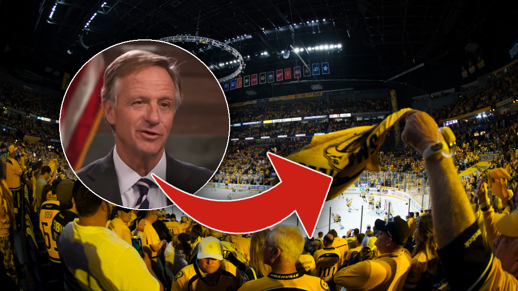 Politikern Bill Haslam k&ouml;per in sig i Nashville Predators