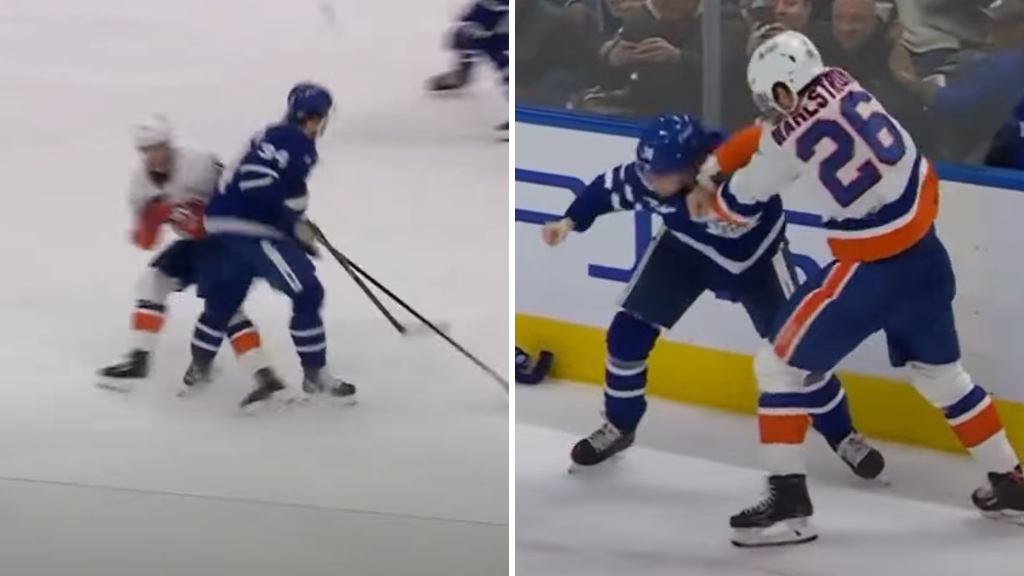 Rasmus Sandin kastade handskarna &ndash; efter tackling p&aring; Auston Matthews