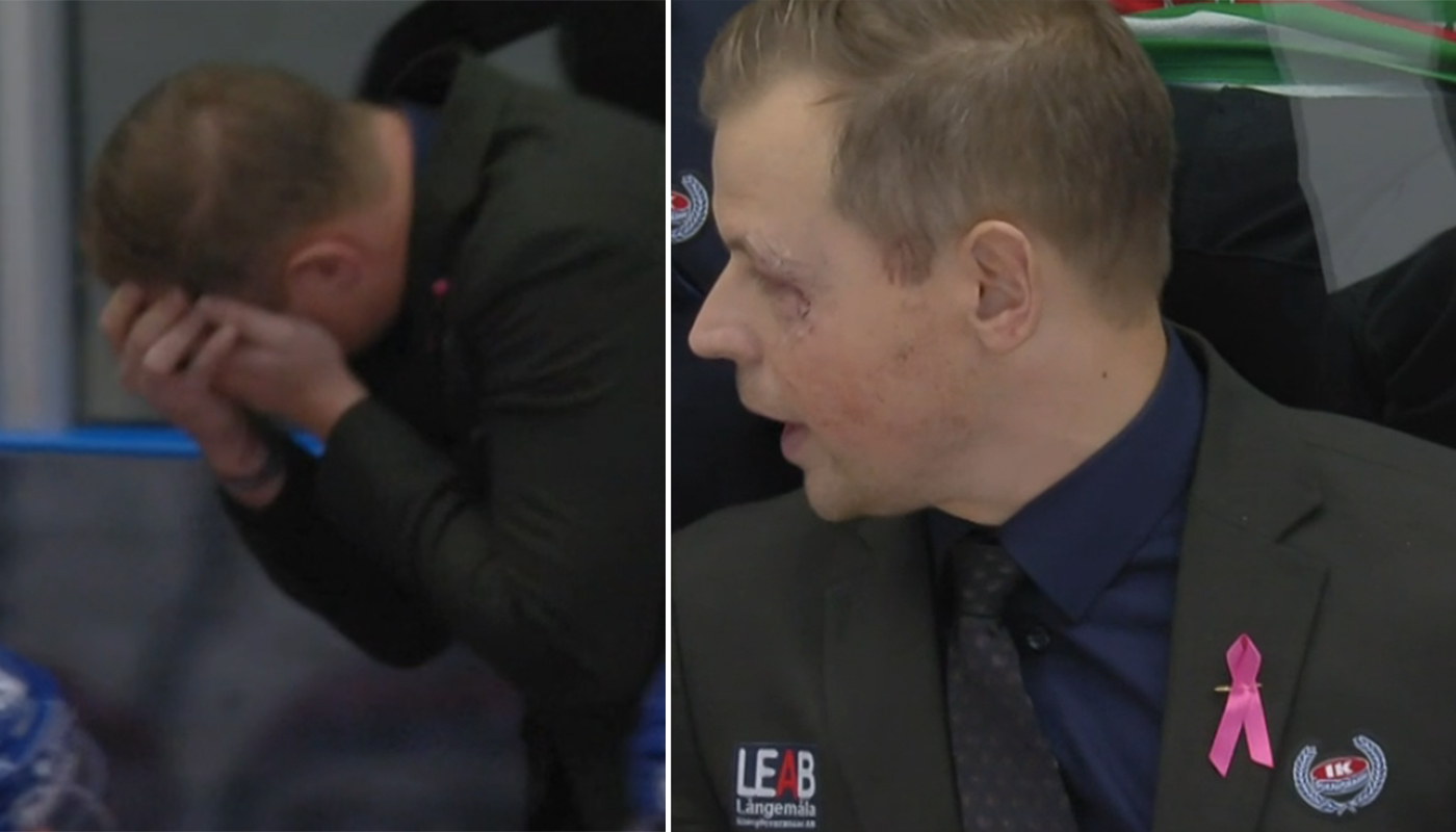 Martin Filander fick lämna båset - träffades av puck