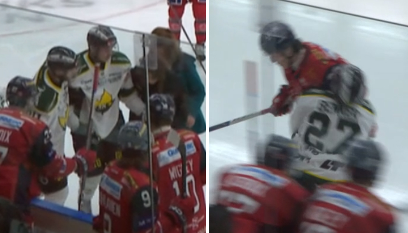 Otäcka bilderna i Västervik - matchstraff för Elias Sjöström