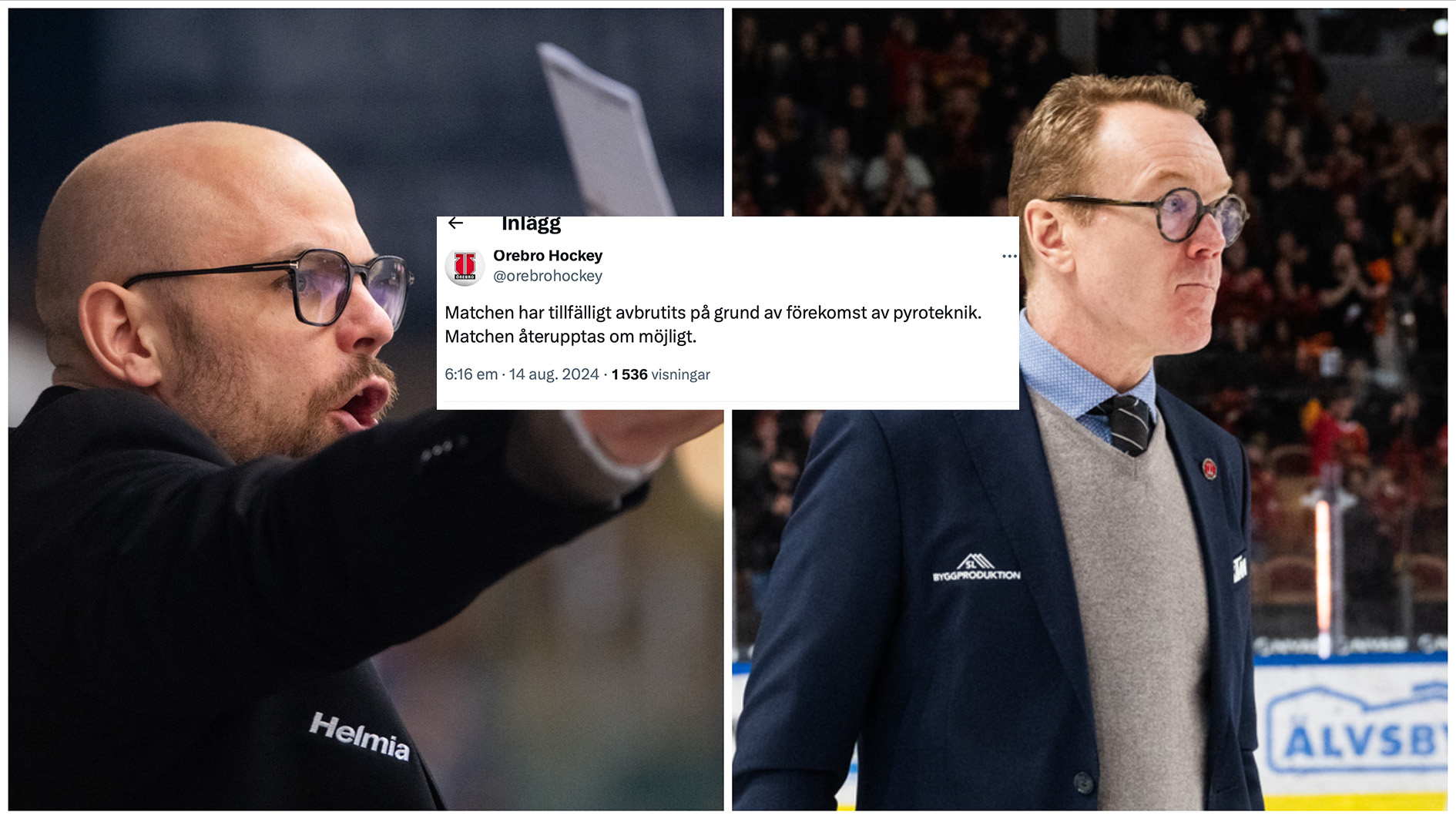 Matchen mellan Karlskoga och Örebro bröts